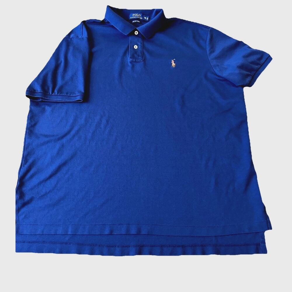 Polo Ralph Lauren Short Sleeve Pima Soft Touch Shirt Men XXL Blue Flesh Pony+9+